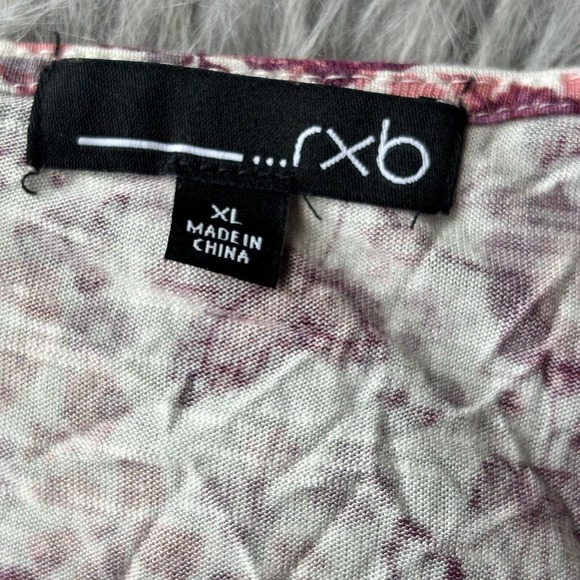 RXB Blouse Sz XL Cream Pink Floral Scoop Neck Short Flutter Sleeve Top Summer - Picture 4 of 8